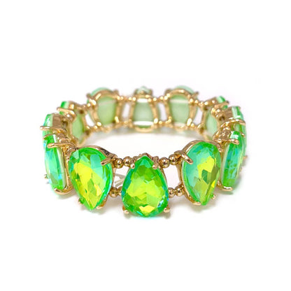 Neon & Pastel Teardrop Glass Crystal Bead Stretch Bracelet