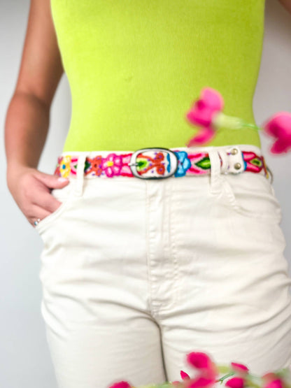 Primavera Skinny Embroidered Belt