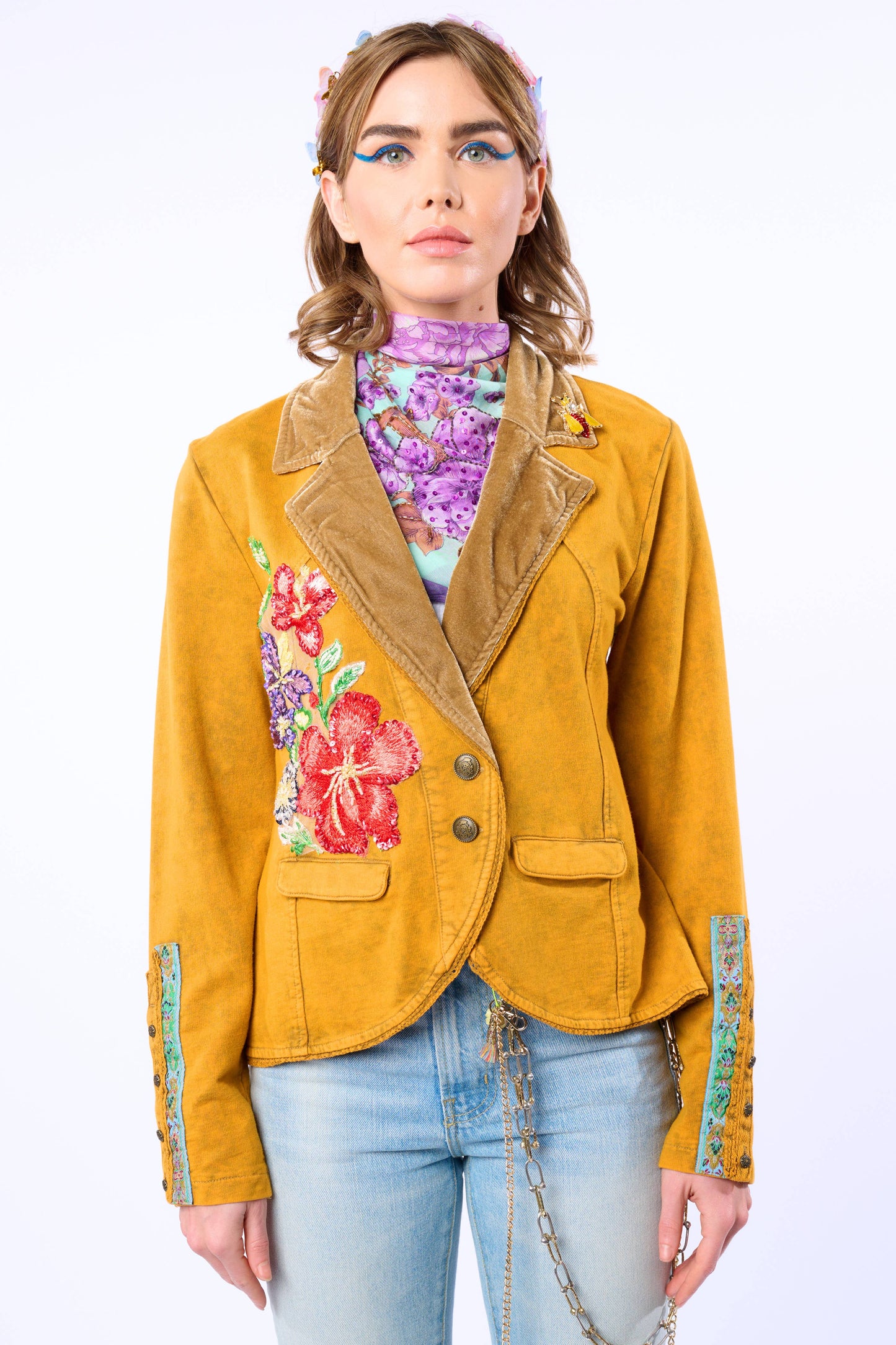 Juliet French Terry Blazer | Hand-beaded Jacket | Button-Up