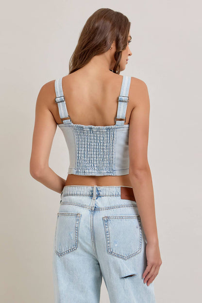 Light Wash Denim Bustier Top