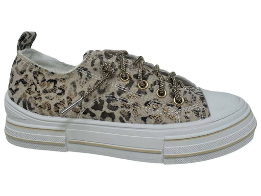 Leopard Rhinestone Lace-Up Sneaker
