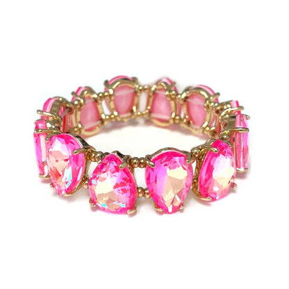 Neon & Pastel Teardrop Glass Crystal Bead Stretch Bracelet
