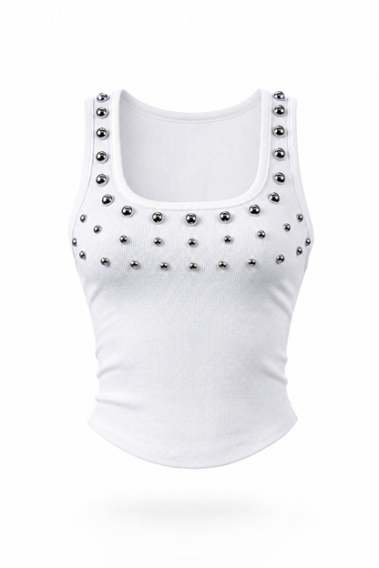 Studded ribbed crop tank top