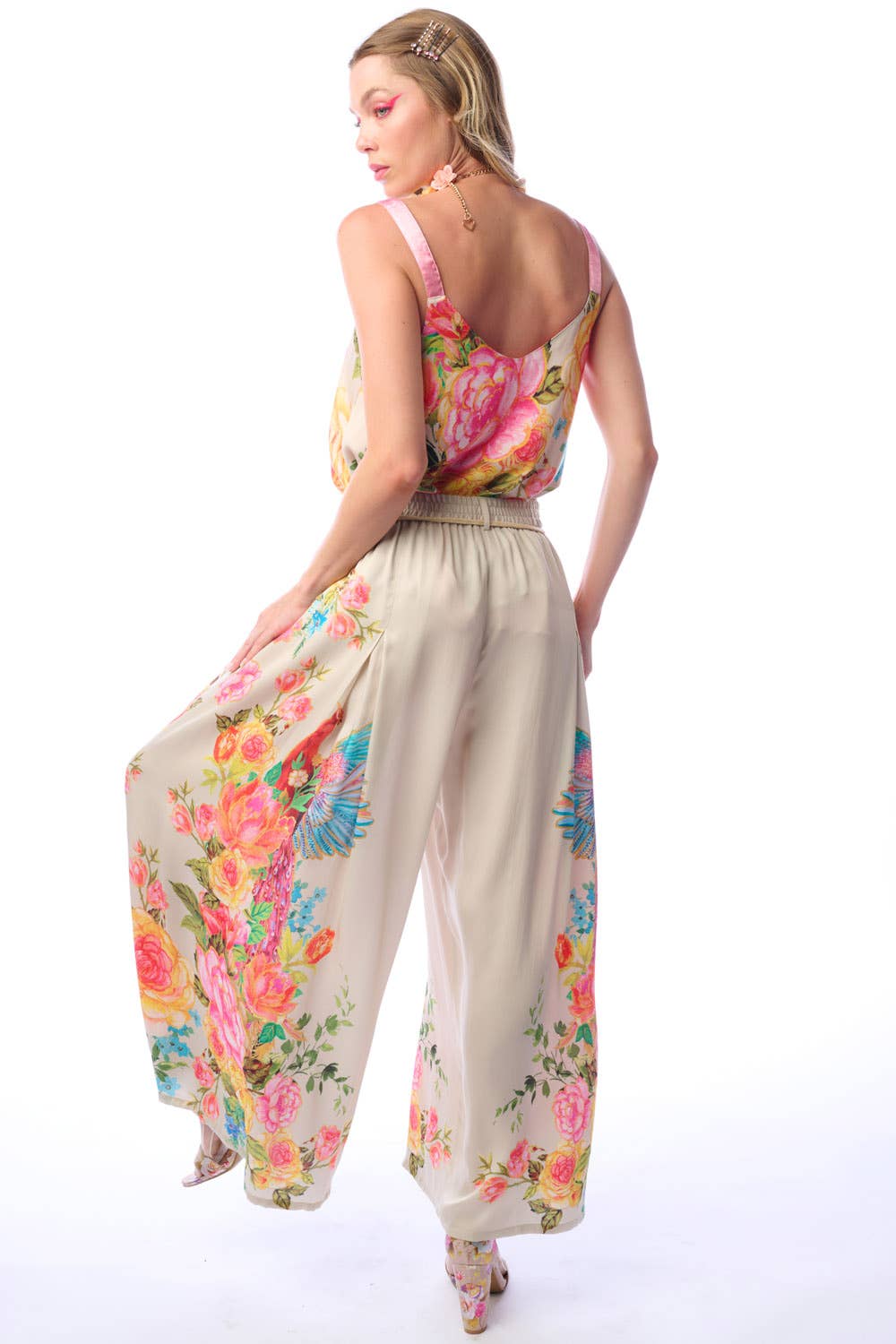 Earth Angels Pants | Wide Leg Pants | Peacock Print Pants