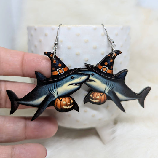 Double Sided Halloween Shark Earrings