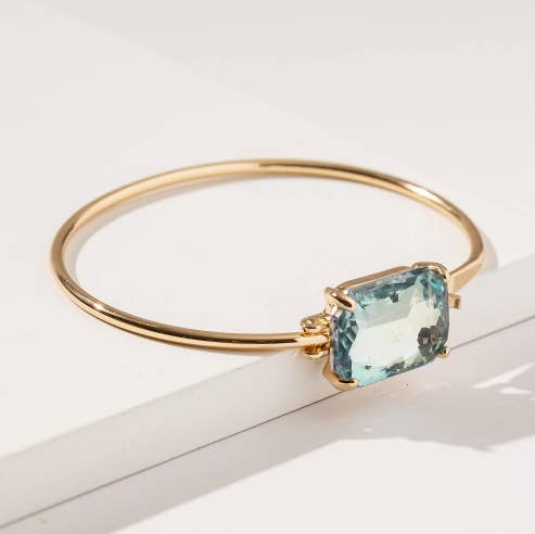High Quality Glass Crystal Rectangle Stone Cuff Metal Bangle