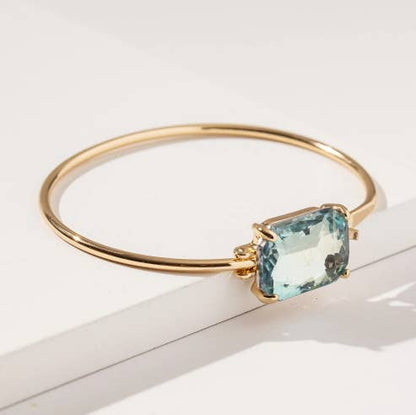 High Quality Glass Crystal Rectangle Stone Cuff Metal Bangle