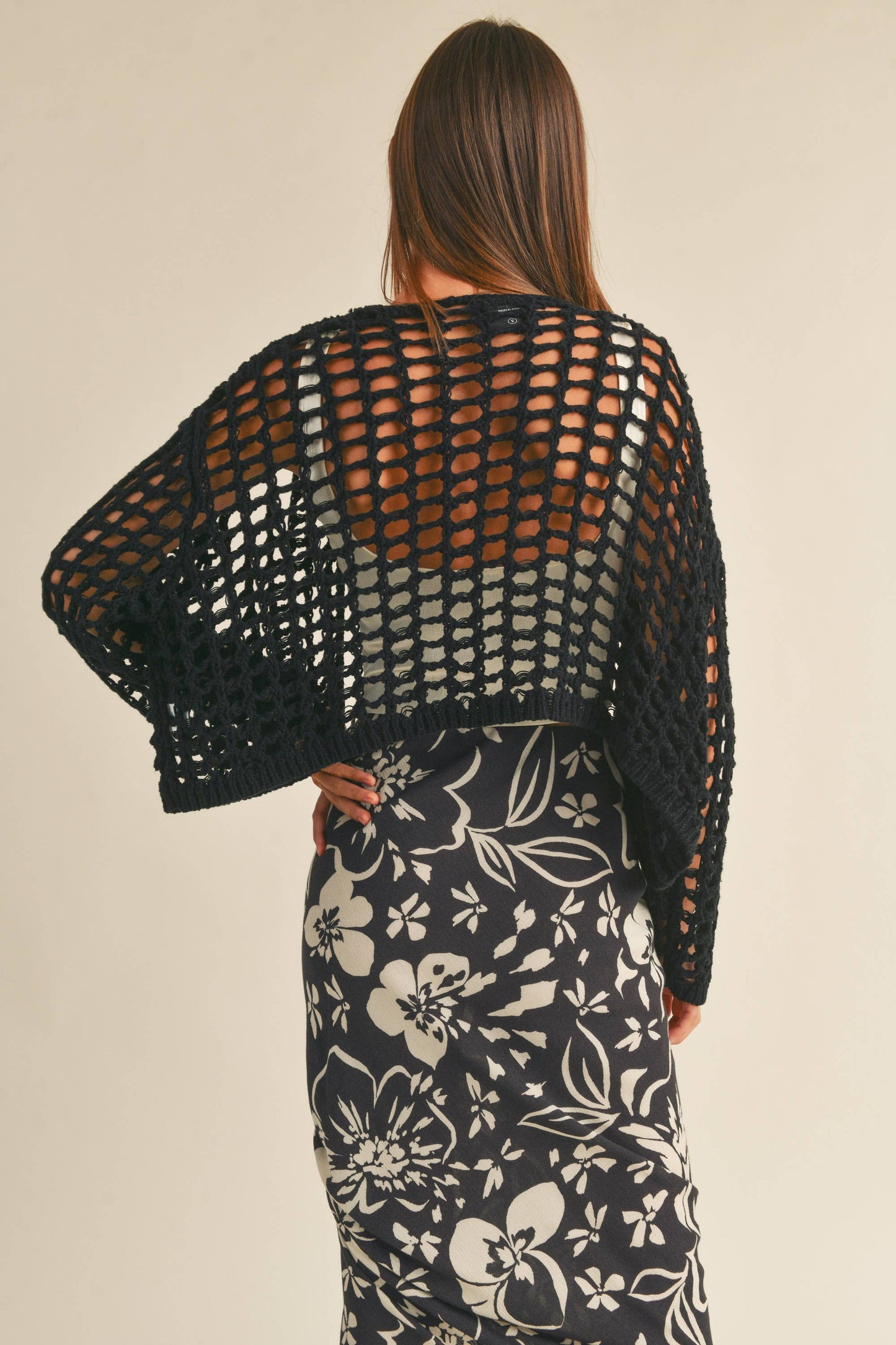 CROCHET KNIT CROP CARDIGAN