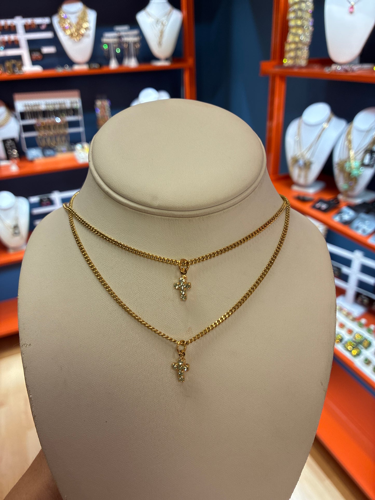 Single Clear Mini Cross Necklace