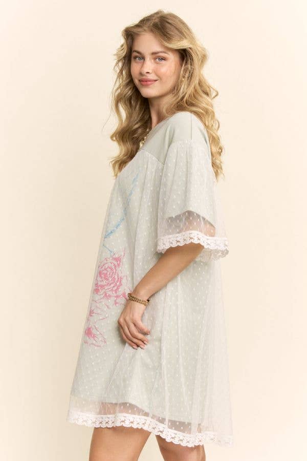 POLKA DOT CHERUB MESH LAYERED DRESS