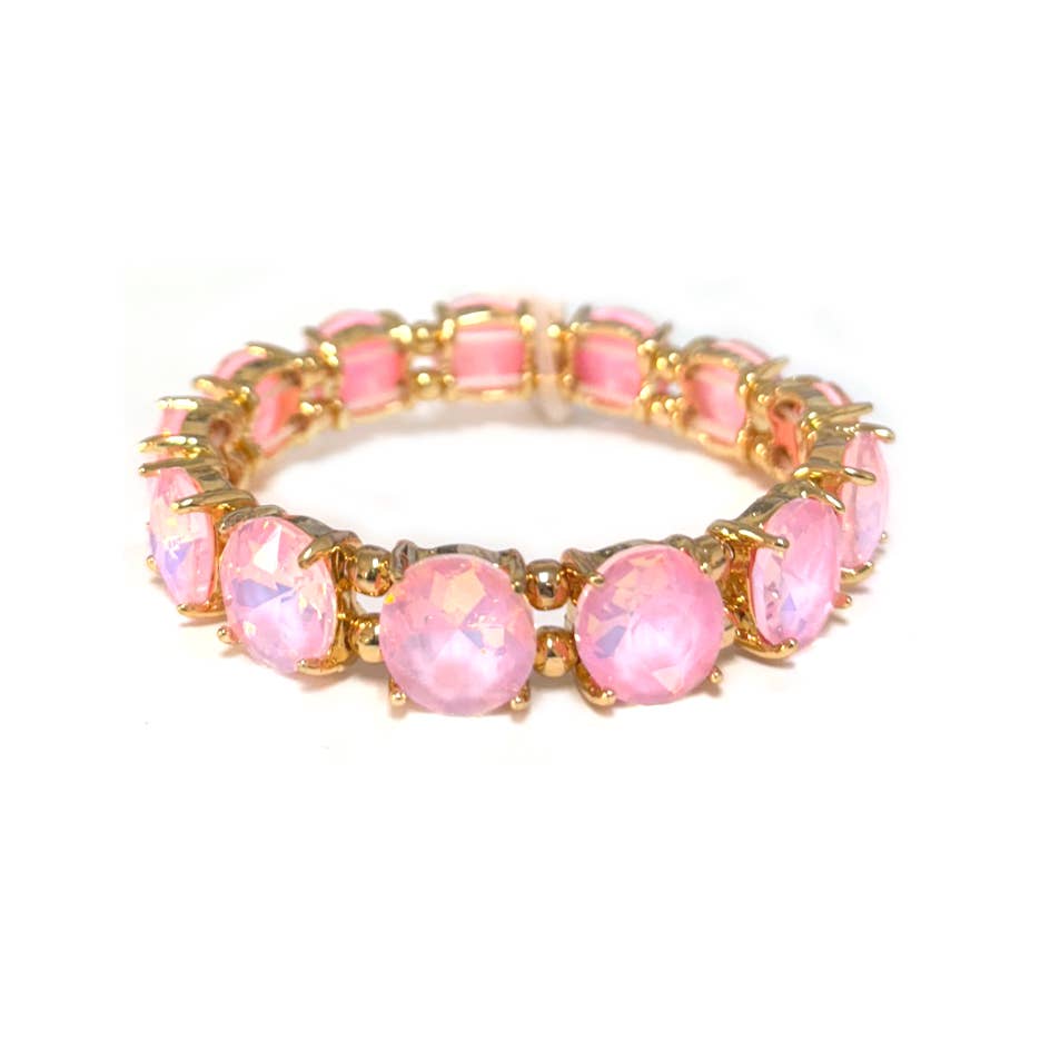 12MM Round Cut Glass Crystal Linked Stretch Bracelet