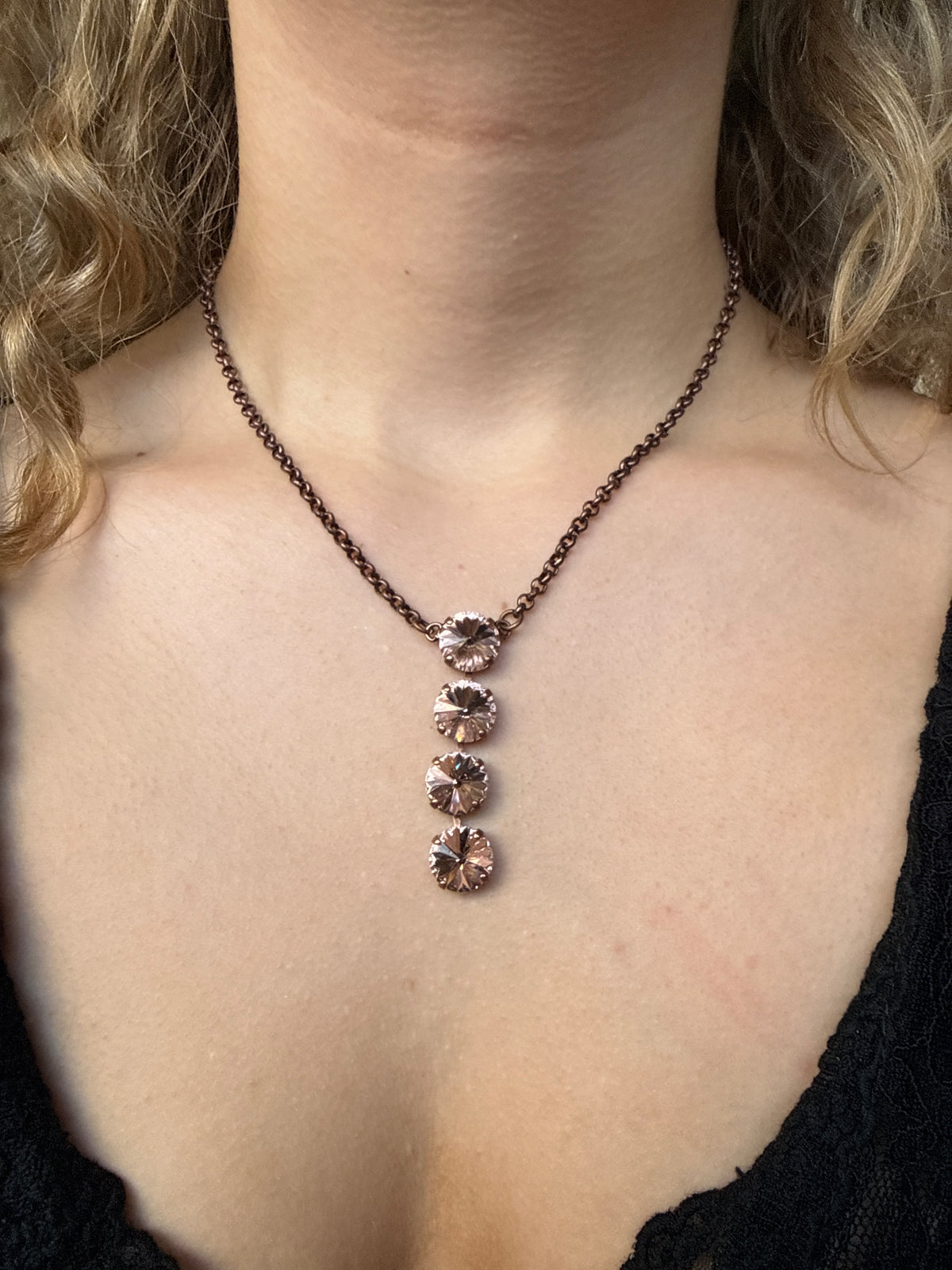 WETSTONE: Pink Silk Noir Drop Necklace