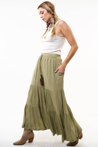 Olive Dream Tiered Palazzo Pants