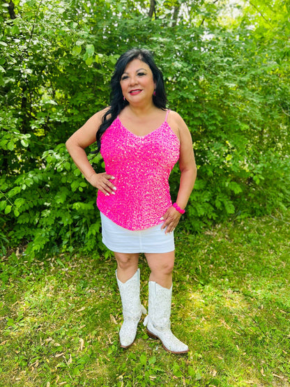 Pinky Sequin Tank