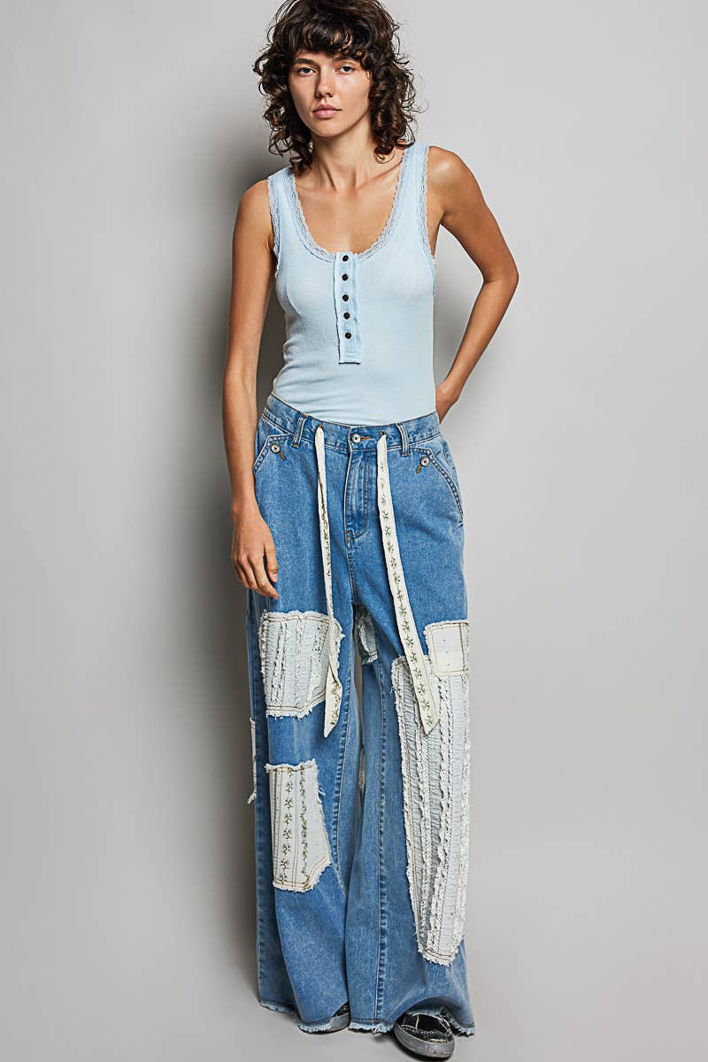 Lace Trim Knit Tank Top