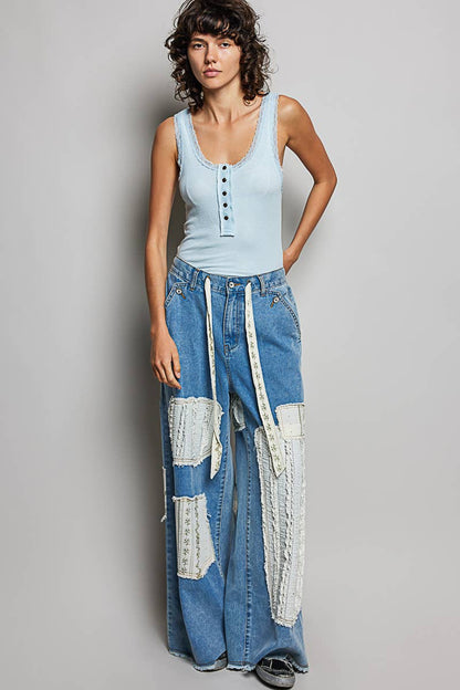 Lace Trim Knit Tank Top