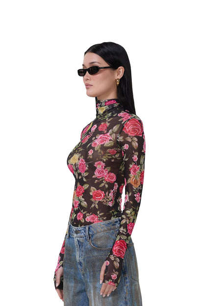 Pink Rose Mesh Top