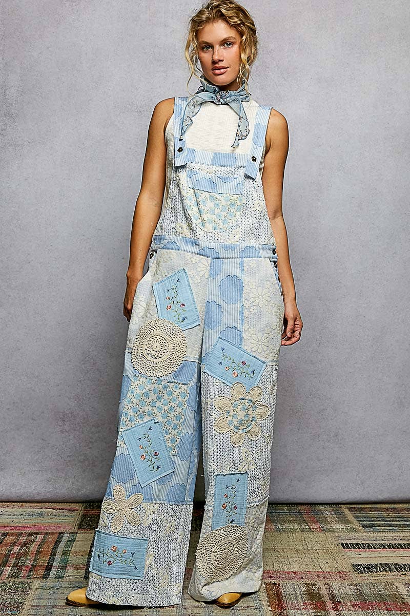 Floral Wide Leg Woven Overalls