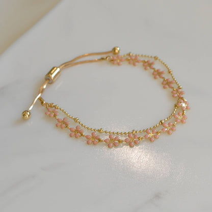 Color Epoxy Enamel Flower Adjustable Chain Bracelets