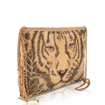 Savage Beaded Tiger Face Crossbody Bag
