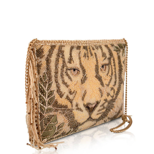 Savage Beaded Tiger Face Crossbody Bag