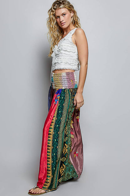 One-of-a-Kind Smocked Waist Printed Wide Leg Pants