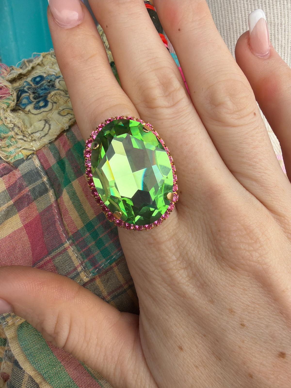 WETSTONE: Green and Pink Gold Liz Taylor Ring