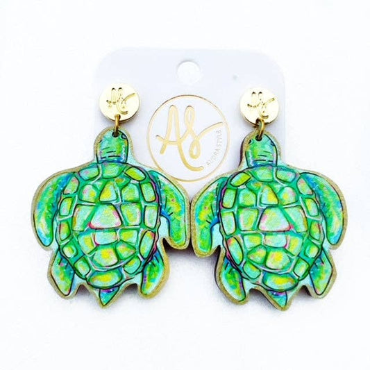 Green Sea Turtle Dangle Earring