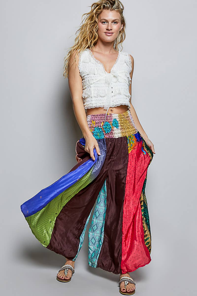 One-of-a-Kind Smocked Waist Printed Wide Leg Pants