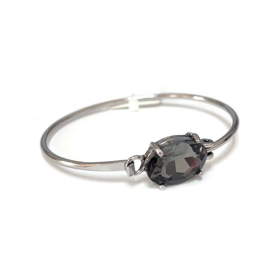 High Quality Glass Crystal Oval Stone Cuff Metal Bangle
