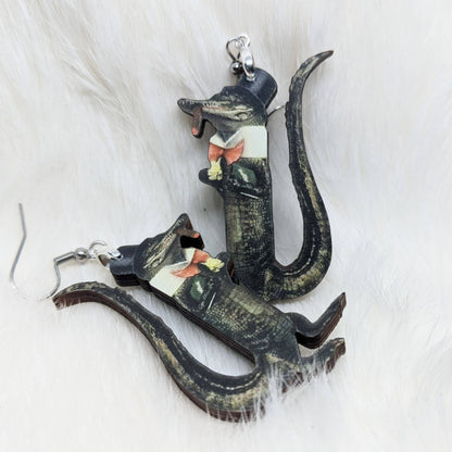 Smoking Gator Earrings - Vintage Alligator Earrings