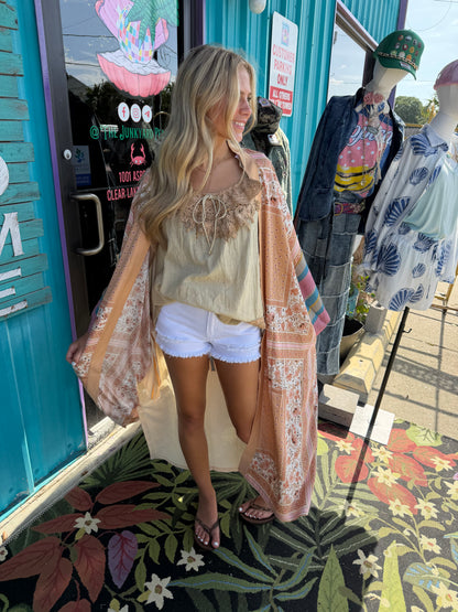 Ruffling Feathers Tank Top - Tea Stain