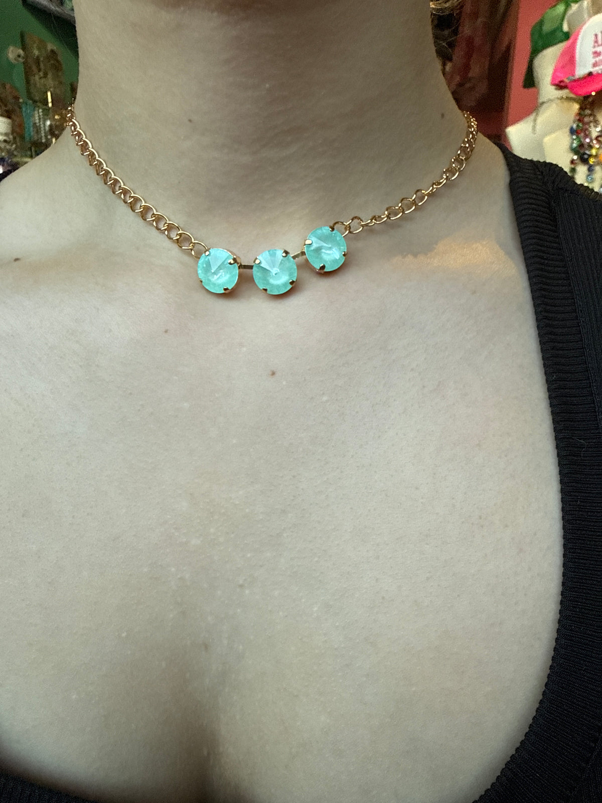 WETSTONE:Mint blue Pond Pearls Necklace