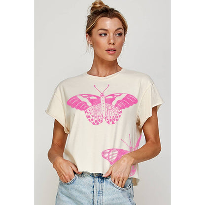 BUTTERFLY CROP TOP T-SHIRT