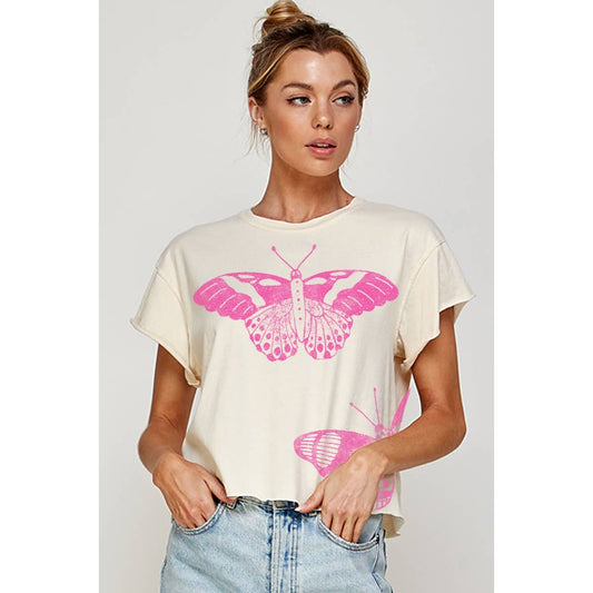 BUTTERFLY CROP TOP T-SHIRT