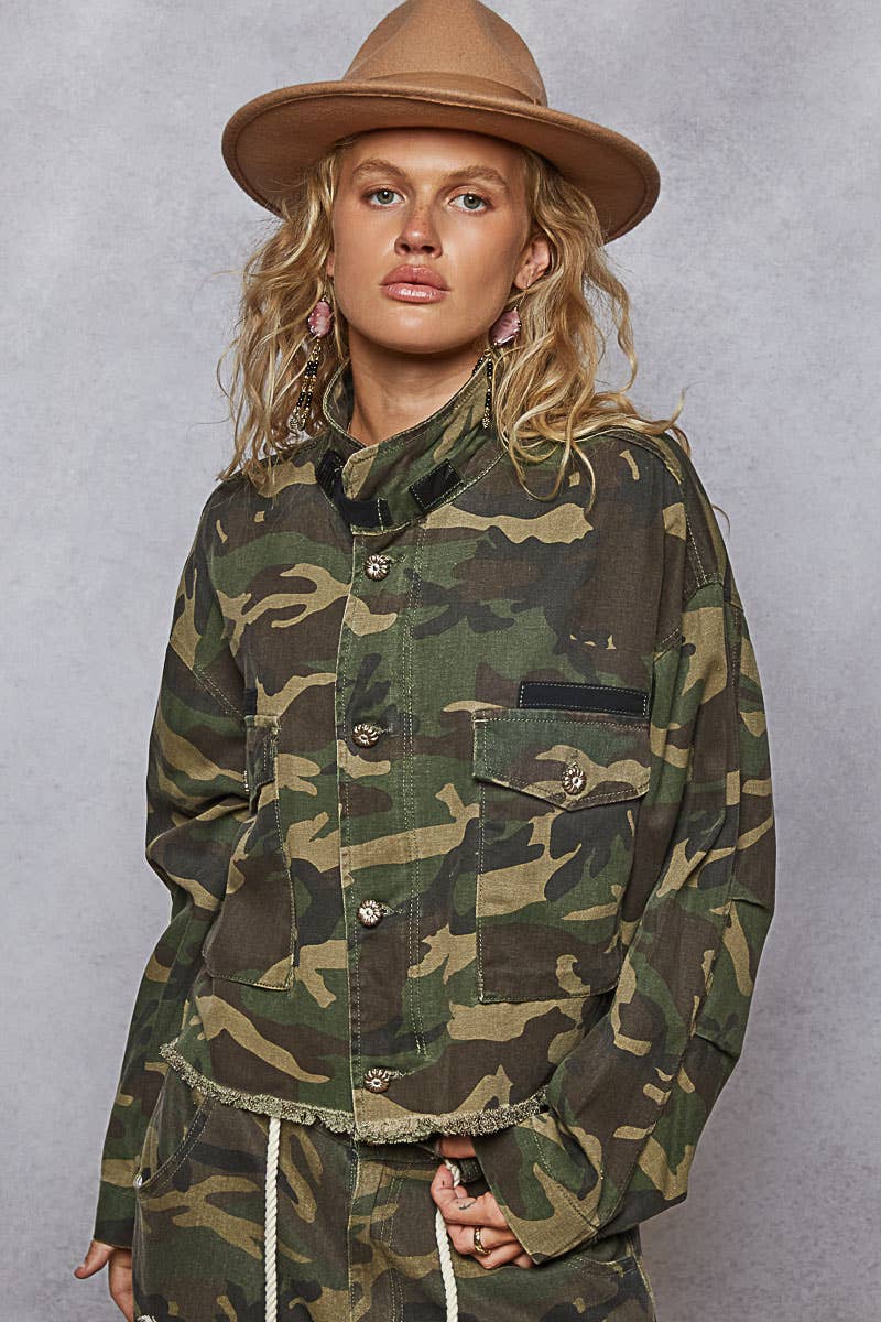 Oversized Semi-Cropped Camouflage Jacket