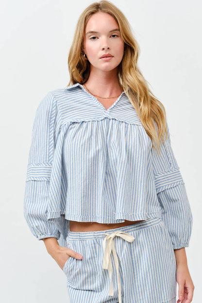 Striped Bubble Blouse Top