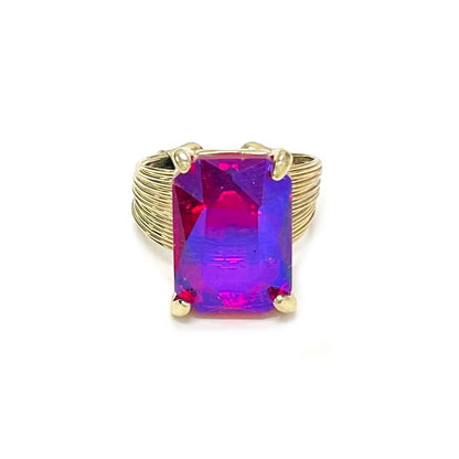 Cushion Cut Cocktail Adjustable Wire Ring