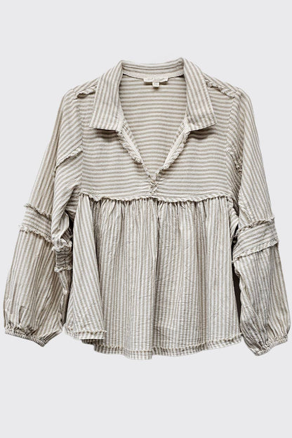 Striped Bubble Blouse Top