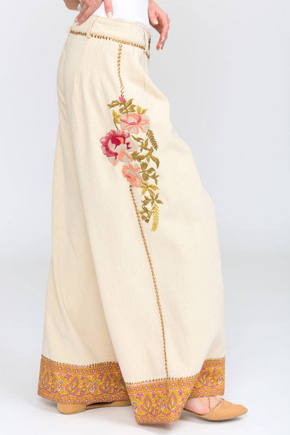 Time To Shine Denim Pants | Wide Leg Pants | Floral Pants