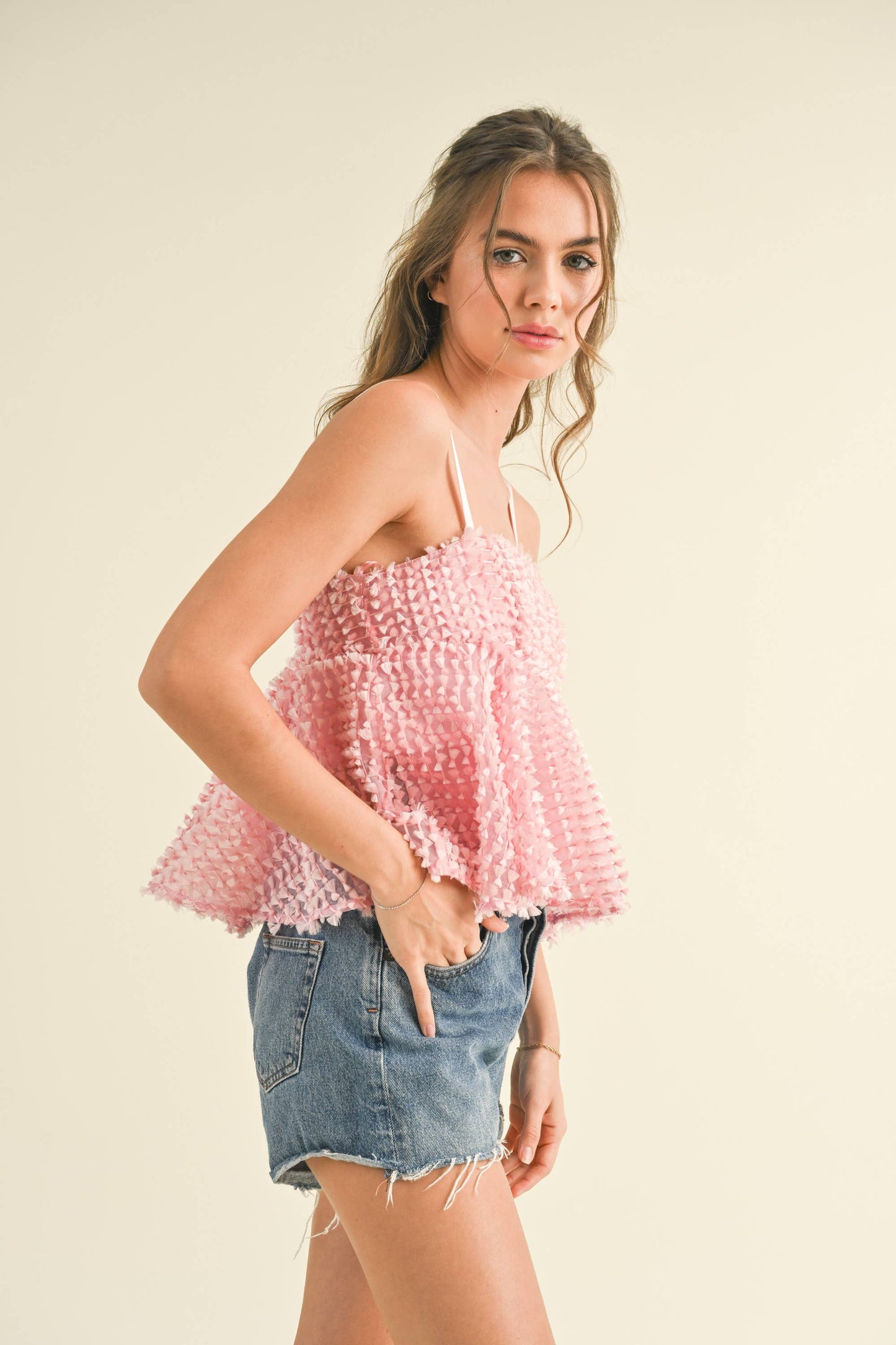 SPAGHETTI STRAP BABY DOLL TOP