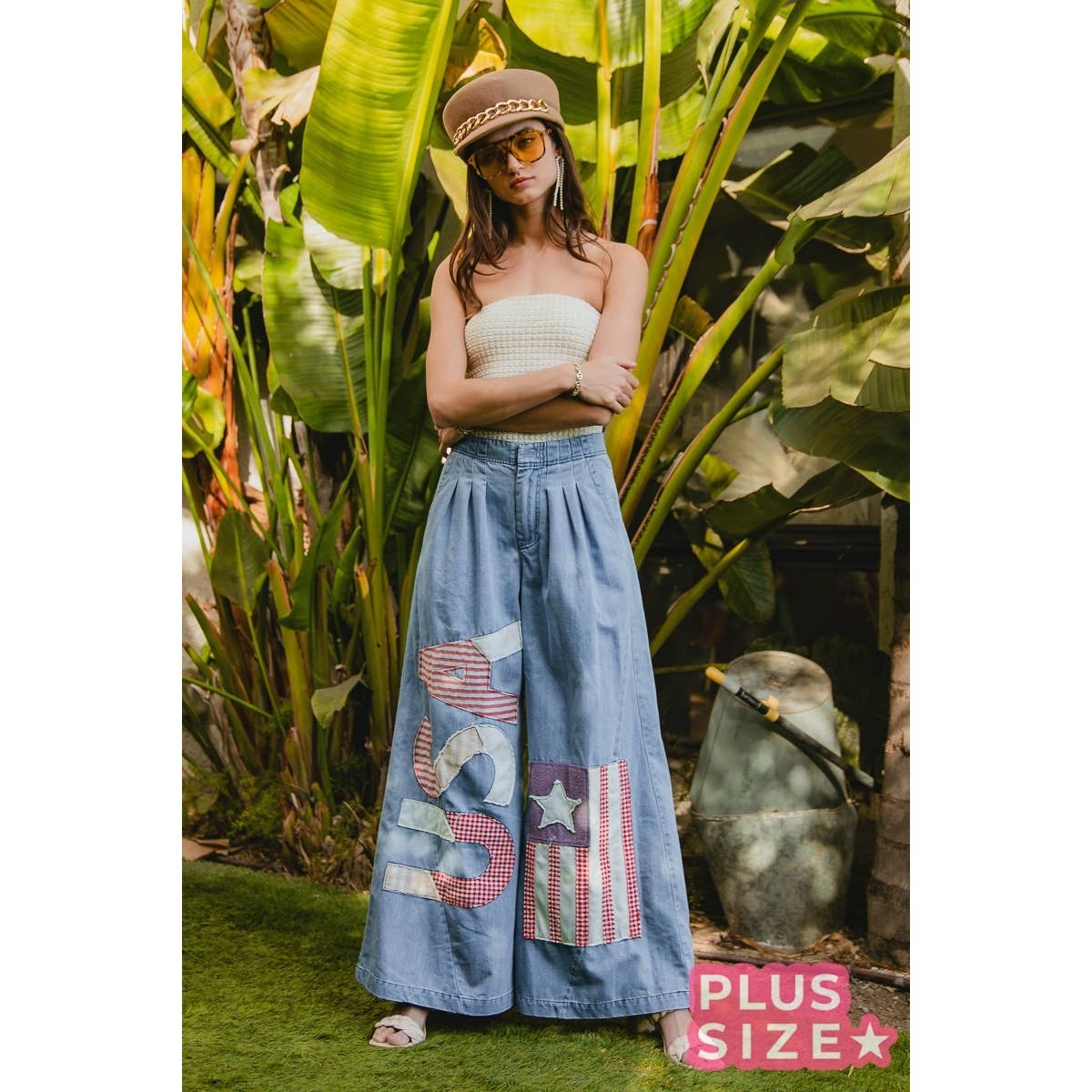 AMERICAN FLAG CHAMBRAY USA PANTS (PLUS SIZE)