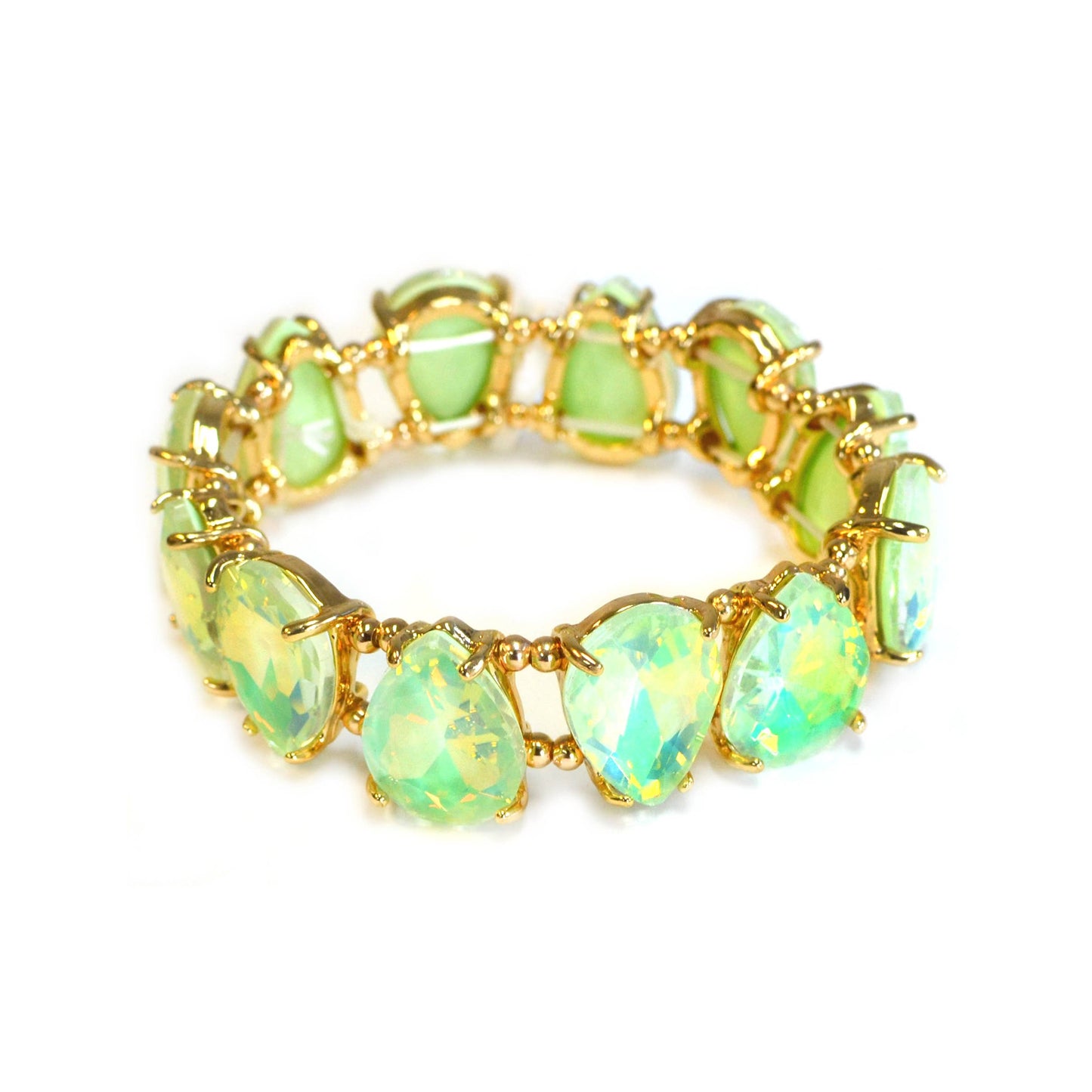 Neon & Pastel Teardrop Glass Crystal Bead Stretch Bracelet