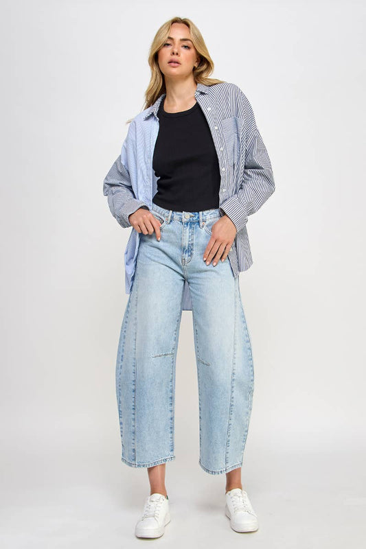 HIGH RISE BAGGY DENIM BARREL JEANS
