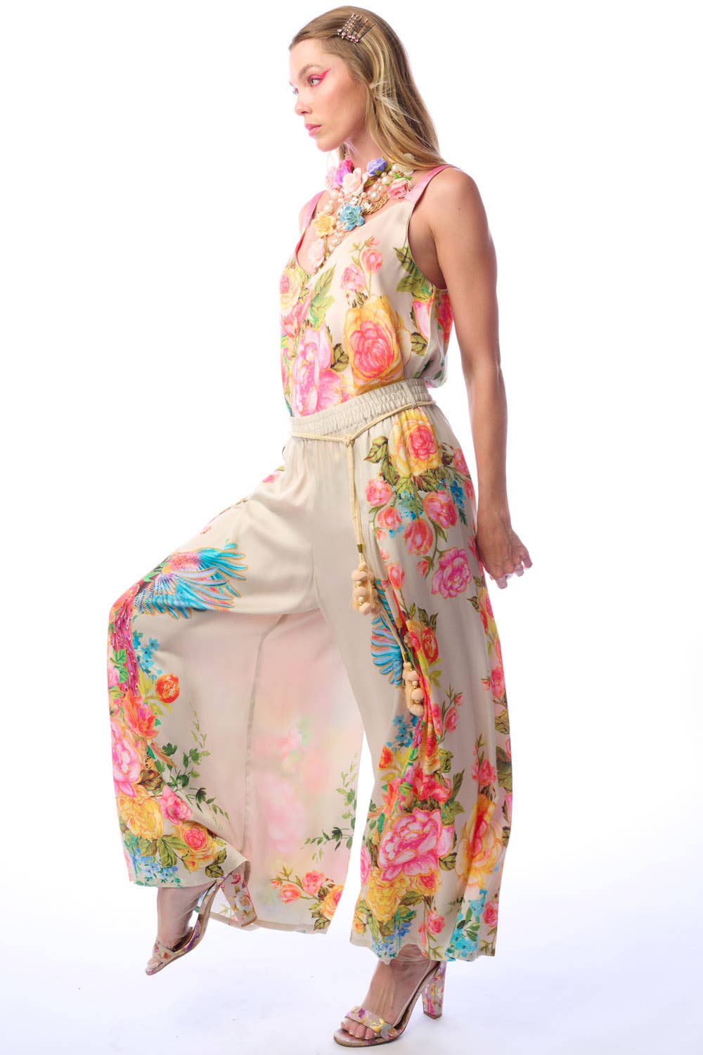 Earth Angels Pants | Wide Leg Pants | Peacock Print Pants