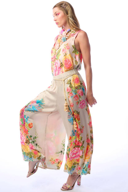 Earth Angels Pants | Wide Leg Pants | Peacock Print Pants