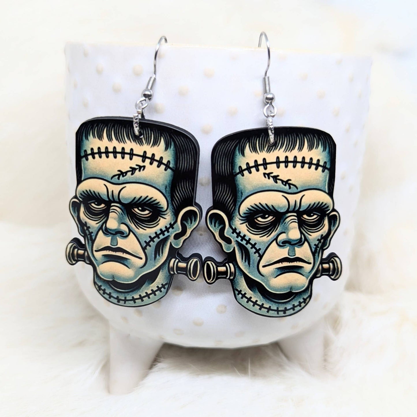 Double Sided Frankenstein Earrings Halloween Earrings