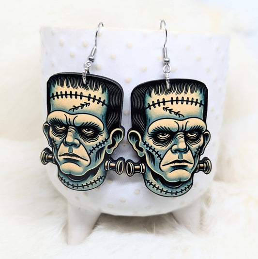 Double Sided Frankenstein Earrings Halloween Earrings