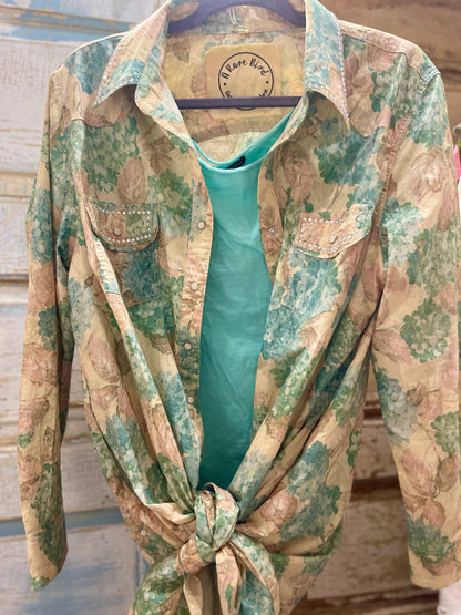 Hydrangea Snap Front Dress Tunic Blouse