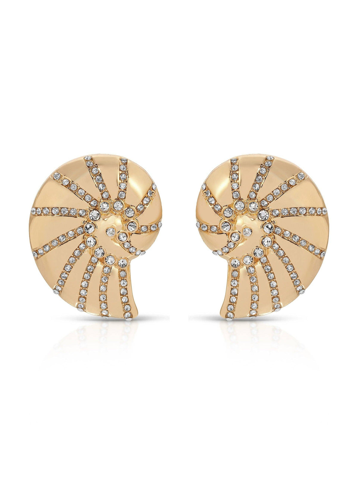 Crystal Studded Nautilus Shell Earrings